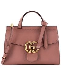 Gucci - Leather Gg Marmont Top Handle Bag Small (Authentic Pre-Loved) - Lyst