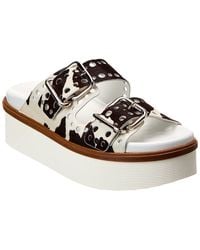 Tod's - Logo Haircalf Platform Sandal - Lyst