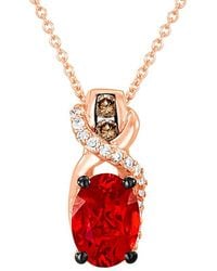 Le Vian - Le Vian 14K Rose 0.75 Ct. Tw. Chocolate & Diamond & Fire Opal Necklace - Lyst