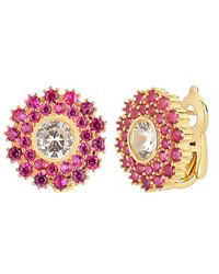 Gabi Rielle - 14k Over Silver Cz Rosy Bloom Earrings - Lyst