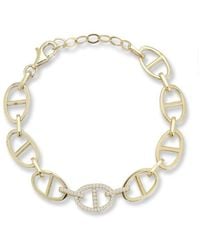 Chloe and Madison - 14k Over Silver Cz Bold Marine Link Bracelet - Lyst