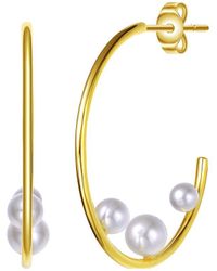 Rachel Glauber - 14k Plated 5-7mm Faux Pearl Open Hoops - Lyst