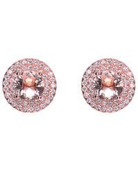 Genevive Jewelry - 14k Rose Gold Vermeil Cz Studs - Lyst