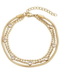 Adornia - 18K Plated Stainless Steel Tarnish-Resistant Layered Crystal 3-Chain Bracelet - Lyst