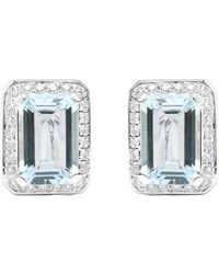 Haus of Brilliance - Colorful Gemstones 18K 7.82 Ct. Tw. Diamond & Aquamarine Stud Earrings - Lyst