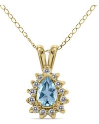 Gemstones - 14k 0.15 Ct. Tw. Diamond & Aquamarine Necklace - Lyst
