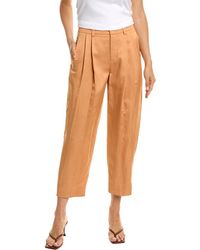 Vince - Pleated Linen-blend Tapered Pant - Lyst