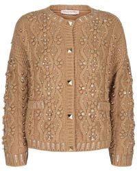 Valentino - Embroidered Wool & Camel-Blend Cardigan - Lyst