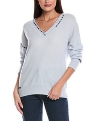 Brodie Cashmere - Cross Stitch Varcity V-Neck Cashmere Sweater - Lyst