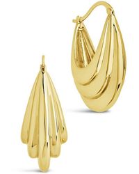 Sterling Forever - 14k Plated Elodie Textured Statement Hoops - Lyst