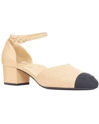 CHANEL - Quilted Lambskin Cc Grosgrain Cap Toe Pump (Authentic Pre- Loved) - Lyst