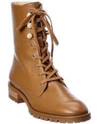 Stuart Weitzman Laine Pearl Leather Combat Boot - Brown