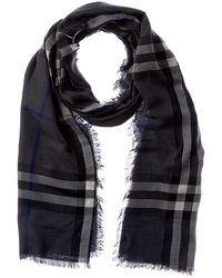 Burberry - Check Wool & Silk-Blend Scarf - Lyst