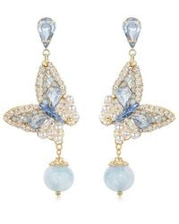 Liv Oliver - 18K Plated 18.20 Ct. Tw. Agate, Quartz Cz Morpho Pavé Drops Earrings - Lyst