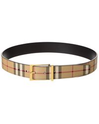 Burberry - Check E-canvas & Leather Belt - Lyst