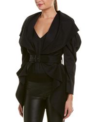 BCBGMAXAZRIA Ruffle Trench Coat - Black