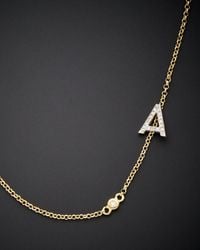Italian Gold Over Silver - 18k 0.20 Ct. Tw. Diamond Initial Necklace (a-z) - Lyst