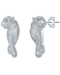 Rachel Glauber - 14k Plated Cz Walking Panther Earrings - Lyst