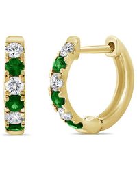Sabrina Designs 14k 0.52 Ct. Tw. Diamond & Emerald Huggie Earrings - Metallic
