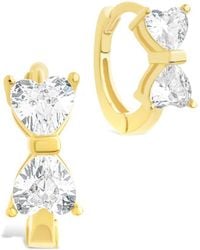 Sterling Forever - 14k Over Silver Cz Ravenna Micro Hoop Earrings - Lyst