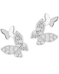 Glaze Jewelry Silver Cz Butterfly Earrings - White