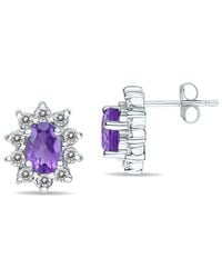 Gem Spark - 14k 1.60 Ct. Tw. Diamond & Amethyst Earrings - Lyst
