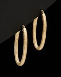 Italian Gold - 14k Textured Oval Hoops - Lyst
