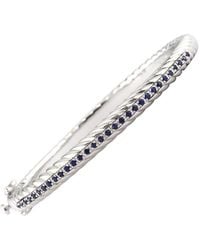 Gemstones - Silver & Steel 0.52 Ct. Tw. Diamond & Sapphire Bangle Bracelet - Lyst