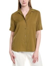 Lafayette 148 New York - Notch Collar Silk-blend Slim Shirt - Lyst