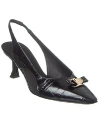 Ferragamo - Mini Bow Zarula Croc-embossed Leather Slingback Pump - Lyst