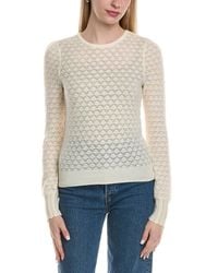 Sofiacashmere - Pointelle Crewneck Wool & Cashmere-Blend Sweater - Lyst