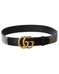 Gucci - Double G Buckle GG Supreme Canvas & Leather Belt - Lyst