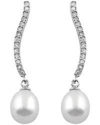 Splendid - Rhodium Over Silver 7.5-8mm Pearl Earrings - Lyst