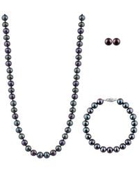 Splendid - Silver 7-7.5mm Freshwater Pearl Bracelet, Earrings, & Necklace Set - Lyst