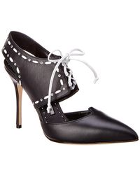 Manolo Blahnik Monona 105 Leather Lace-up Pump - Black