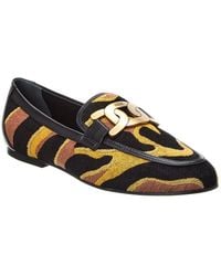 Tod's - Kate Canvas & Leather Loafer - Lyst