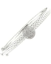 Diamond Select Cuts - Steel 0.1 Ct. Tw. Diamond Charm Bangle Bracelet - Lyst