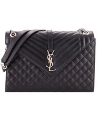 Saint Laurent - Mixed Matelasse Leather Classic Monogram Envelope Satchel Large (Authentic Pre-Loved) - Lyst