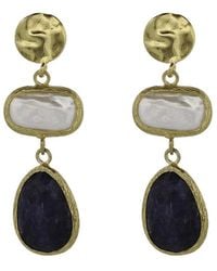 Ebru Jewelry - Pearl Collection Plated Sapphire Dangle Earrings - Lyst