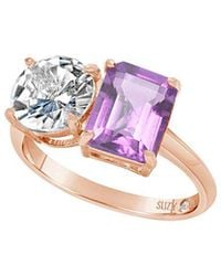 Suzy Levian - Rose Gold Over Silver 5.00 Ct. Tw. Gemstone Toi Et Moi Ring - Lyst