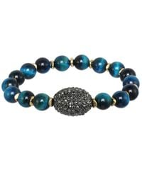 Rachel Reinhardt Jewelry - 14k Plated Tiger's Eye & Crystal Bracelet - Lyst