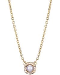 Adornia - 14K Plated 5Mm Pearl Cz Halo Necklace - Lyst