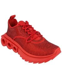 Ferragamo - Nima Strass Crystal-Embellished Knit & Leather Sneaker - Lyst