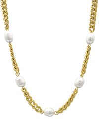 Adornia - 14k Plated 10mm Pearl Curb Chain Necklace - Lyst