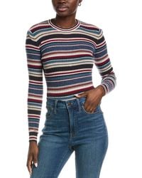 Autumn Cashmere - Striped Rib Ruffle Edge Cashmere Sweater - Lyst