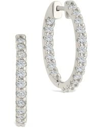Sterling Forever - Silver Cz Constance Studded Statement Hoop Earrings - Lyst