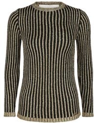 Valentino - Striped Metallic-Weave Knitted Sweater - Lyst