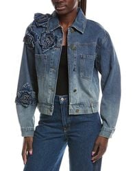 Gracia - Flower Attached Denim Jacket - Lyst