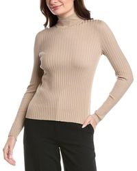 Lafayette 148 New York - Ribbed Split Mock Neck Silk-Blend Sweater - Lyst