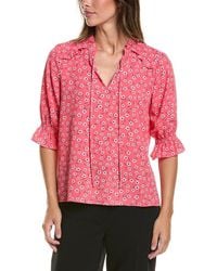 Cece - Elbow Sleeve Split Neck Blouse - Lyst